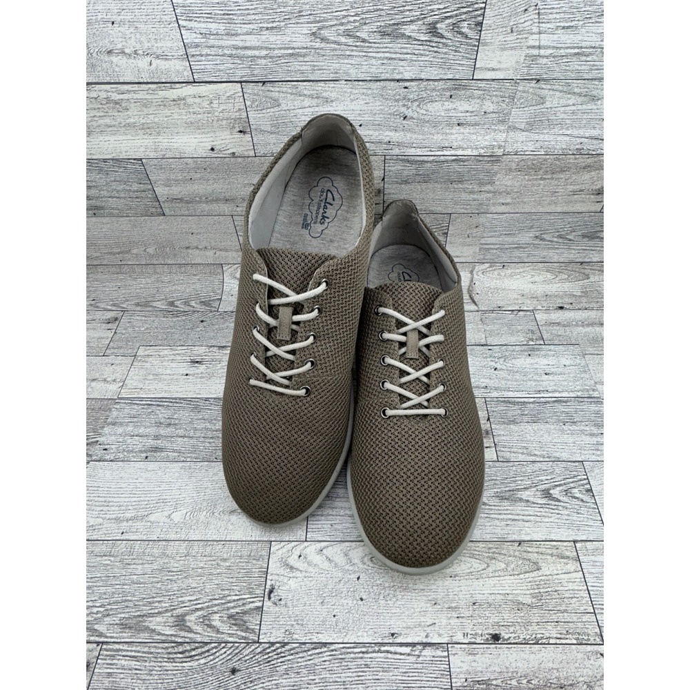 Clarks Cloudsteppers Step Glow Lite Women Sz 11M Taupe Brown Knit Walking Shoes